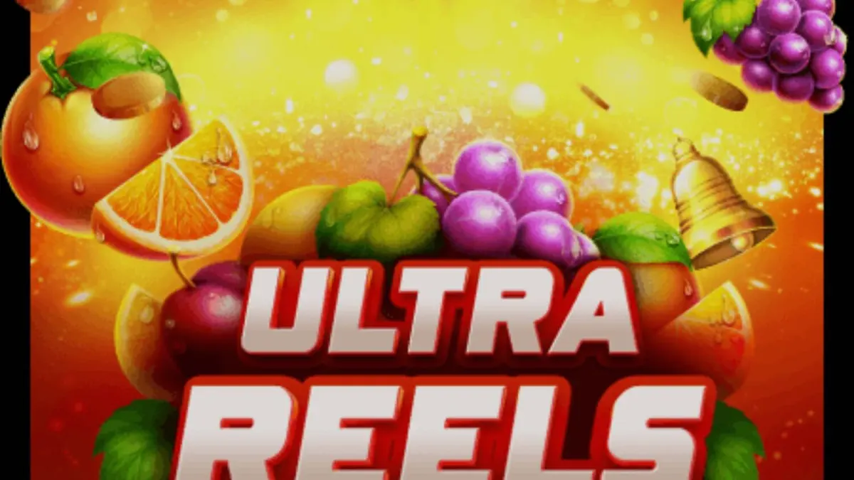 Tampilan visual slot Ultra Reels Fruteria dengan simbol buah yang cerah dan latar belakang karnaval.