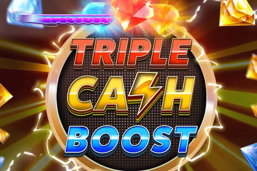 Tampilan visual slot Triple Cash Boost dengan simbol neon dan berlian